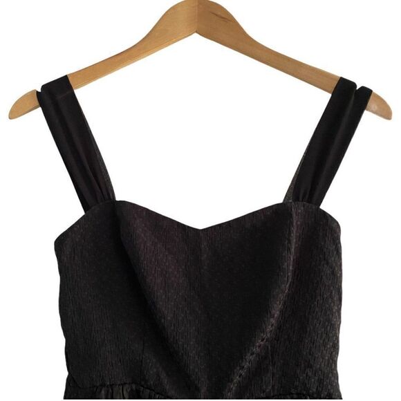 KENZIE A Line Sweetheart Neckline Black Textured Mini Dress with Straps US M - Picture 3 of 9